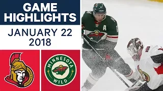 NHL Game Highlights | Senators vs. Wild — Jan. 22, 2018