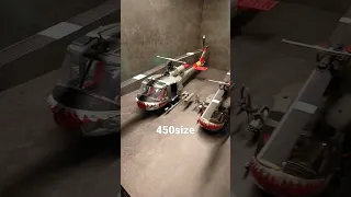 Bell UH1 Huey's RC Helicopters size comparison 250 & 450 size