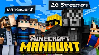 20 STREAMERS vs 100 HUNTERS !! (Minecraft Manhunt)