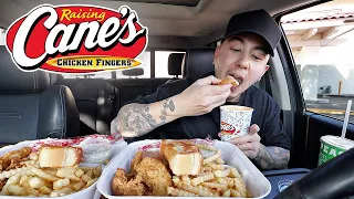 EATING Raising Canes Chicken Fingers With LARGE Sauce | Mukbang