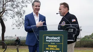 Newsom, Schwarzenegger and activists launch campaign to protect law limiting oil wells