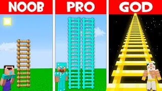 THIS is TALLEST LADDER HOUSE BUILD CHALLENGE! LONGEST LADDER in Minecraft NOOB vs PRO vs GOD!