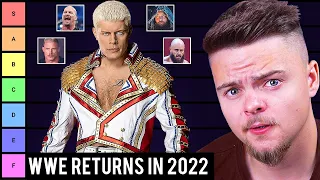 WWE RETURNS IN 2022 TIER LIST