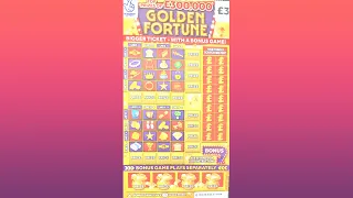 Scratchin' Golden Fortune 3 - £300,000 GOLDEN FORTUNE Scratch Card National Lottery Scratcher