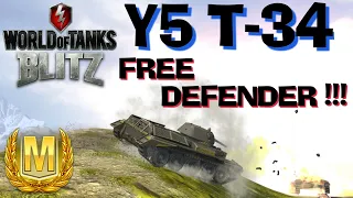 WOT Blitz Free Defender // Y5 T-34 Mastery Gameplay