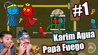 Fireboy and Watergirl Stickman con Among Us | Juego con Papá | Juegos Karim Juega