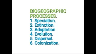 BIOGEOGRAPHIC PROCESSES  Speciation, Extinction, Adaptation, Evolution, Dispersal and Colonization