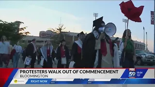 Graduating pro-Palestinian protesters walk out of IU Bloomington commencement