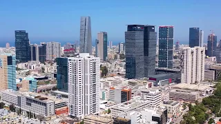 Relaxing Music with Piano Tel-Aviv City Israel from Drone View in HD