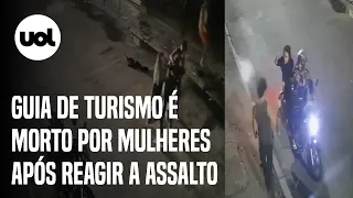 Vídeo mostra momento em que homem é morto a facadas por duas mulheres em tentativa de assalto no Rio