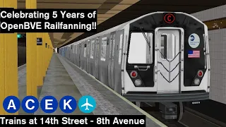 OpenBVE Virtual Railfanning: A, C, E, K and JFK Express Trains at 14th Street - 8th Avenue