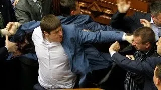 Punch Up In Ukrainian Parliament Over Events In Kharkiv, Lugansk and Donetsk