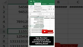 Как показать все данные в ячейках таблицы Excel #shorts