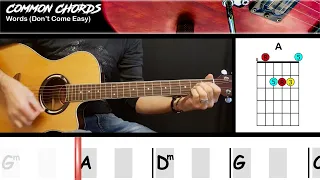 Words (Don't Come Easy) - FR David | GUITAR LESSON | Common Chords