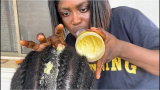 Asmr✨Fast and intense Scalp greasing and massaging between my sis cornrows, with gum cracking.