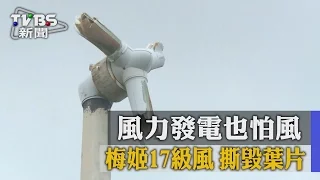 【TVBS】風力發電也怕風！　梅姬17級風　撕毀葉片