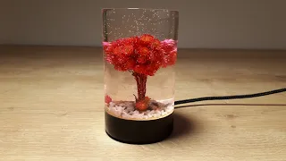 Decorative Epoxy Lamp with Flowers and Pebbles