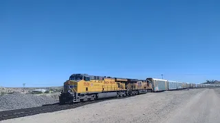 WB UP Autoracks Train Feat Flagless Gevo Leading And Rear DPU In Helendale Ca! #bigbossrailfanner