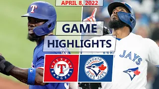 Texas Rangers vs. Toronto Blue Jays Highlights | April 8, 2022 (Gray vs. Berríos)