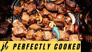 Air Fryer Steak Bites and Mushrooms