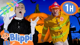 1 Hour Halloween Blippi Song Nonstop! Pumpkins, Firemen, Costumes + More!