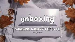 Samsung Galaxy Tab S9 FE unboxing📱📦| cute case | calm & aesthetic 🧡