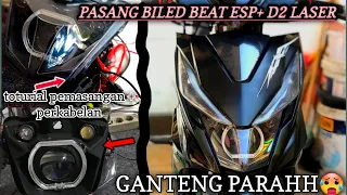 PASANG BILED + D2 LASER pada honda BEAT ESP - cahaya super terang