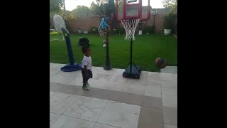 My 2 year old loving his new basketball hoop