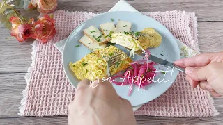 Fluffy Omelette two ways - delicate French Style and Hearty Leek Omelettes (without butter)