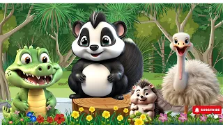 Cute Little Wild Animal Sounds: Skunk, Ostrich, Hedgehog, Crocodile | Music For Relax