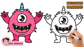HOW TO DRAW A CUTE MONSTER | CÓMO DIBUJAR UN MONSTRUO LINDO - EASY STEP BY STEP DRAWING TUTORIAL