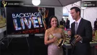 Veep's Julia Louis-Dreyfus backstage at the 2013 Primetime Emmys