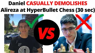 Daniel Naroditsky CASUALLY DEMOLISHES Alireza Firouzja at HyperBullet Chess (30 sec)