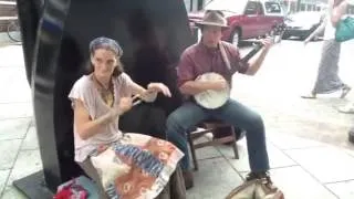 Turned Earth busking "Cotton Eye Joe" Asheville Street Music