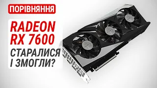 Radeon RX 7600 у порівнянні з Radeon RX 6600 XT та GeForce RTX 4060 і RTX 3060 12GB
