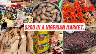 AFRICAN MARKET SHOPPING IN ABUJA NIGERIA| $200 BULK FOOD SHOPPING| COST OF FOODSTUFFS IN DUSTE.