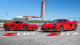 NEW CORVETTE Z06 MEETS Z07 TRACK PACK AT THE RACETRACK! *EPIC SESSIONS*