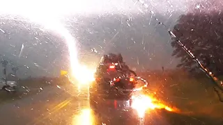 Jeep With Family Inside Struck by Lightning on Highway