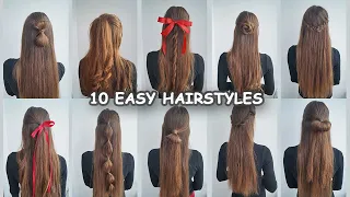 10 QUICK & EASY HAIRSTYLES FOR EVERYDAY🌸 Perfect For School🌸 Medium, Shorts Hair