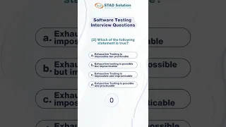 Software Testing Interview Questions with Answers for Fresher | STAD Solution