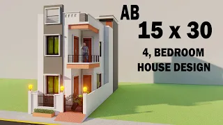 अब 15 by 30 में भी 4 bedroom house plan,50 gaj bike paeking house design,15*30 duples 3d house