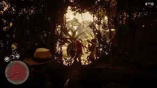 Red Dead Redemption 2 John Marston falling in the Guarma trap.