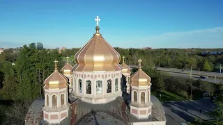 Drone view of Saint John The Baptist Ukrainian Catholic Shrine in Ottawa