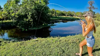 We Found the Best Hidden Fishing Spot Ever! (Gar,Bass and Turkey Catch & Cook)