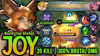 MANIAC + 26 Kills!! Joy Best Build And Emblem 2023! - Build Top Global Joy ~ Mobile Legends