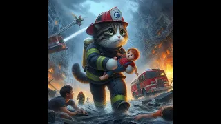 The fireman cat saved everyone 😊 #cat #kitten #cartoon #catvideos #