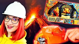 WYBUCHAJĄCE WULKANY 🌋 Treasure X Fire vs Ice 🔥 BESTIE ŁOWCY W SLIME 🧊 miss Aga