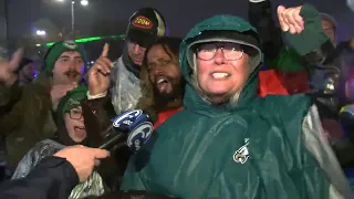 Philadelphia Eagles fans react to 37-34 overtime victory against Buffalo Bills