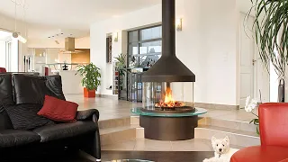 Top 20 Suspended Fireplace Designs in the Living Room