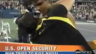 nadal kiss - man tries to kiss nadal - usopen 2009 -